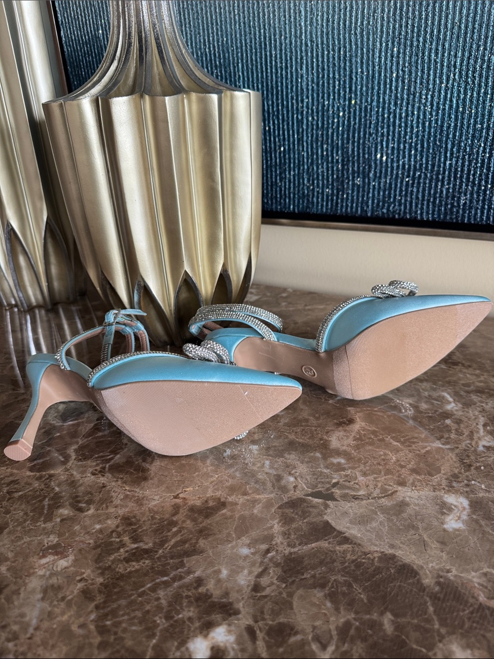 a new day Aqua Pointed-Toe Ankle-Strap Heels with Crystal Bow - Picture 4 of 5